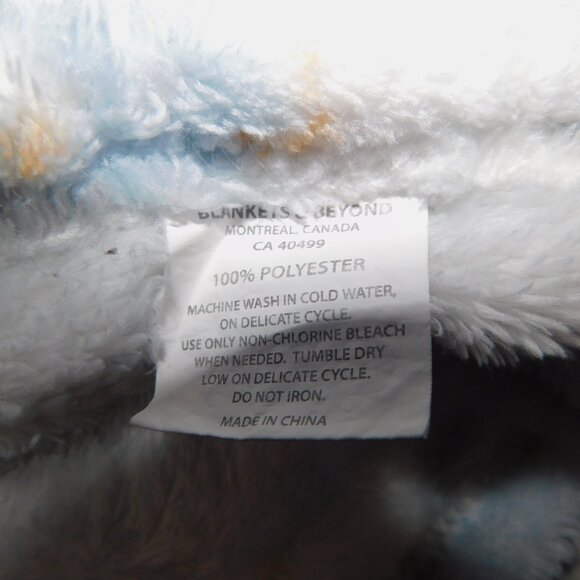 Blankets & Beyond White Gray Blue Elephant Owl Pattern Plush Fleece Baby Blanket - Picture 5 of 5